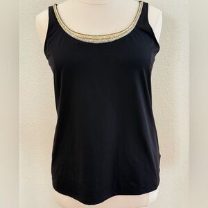 Chico's Black Sleeveless Top with Metallic Beaded Trim
